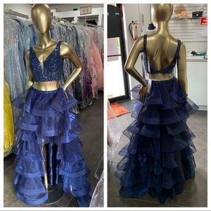 Layered Skirt Two Piece Long Party Dress